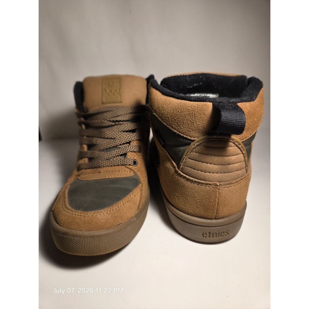 Etnies Men’s Mid Top Lace-Up Athletic Sneakers Brown/Green Pre-Owned - Picture 2 of 3